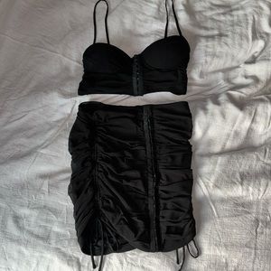 IRIS - black 2 piece skirt set